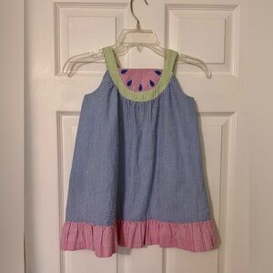 Florence Eiseman Blue and Pink Striped Watermelon Dress